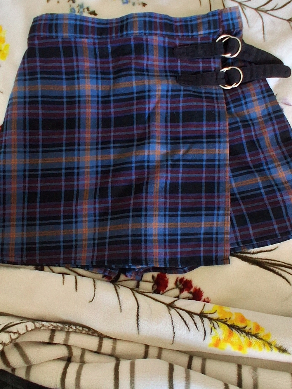 SO Goods For Life Plaid Wrap Skort Blue & Black Size 1